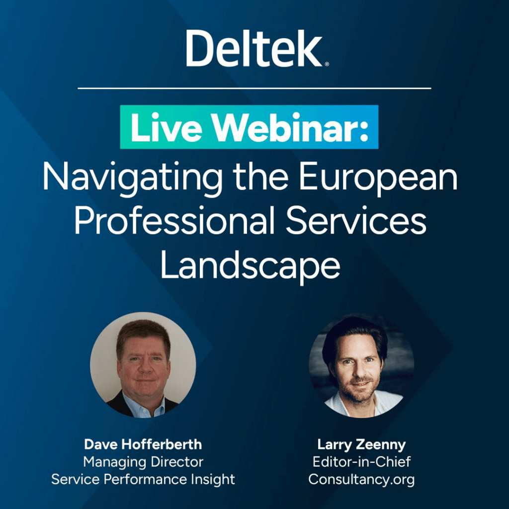 Join us on 12 March at 1PM GMT (2PM CET) for an exclusive fireside chat with Dave Hofferberth (Service Performance Insight) and Larry Zeenny (Consultancy.org). 👉 
Tune in as we explore the 2025 SPI Professional Services Maturity Benchmark Report, highlighting trends and insights for the European market to help you navigate the evolving professional services landscape.

🔑 Register today

#DeltekProjectNation #ProfessionalServices #SPI2025 #PSMaturityBenchmark